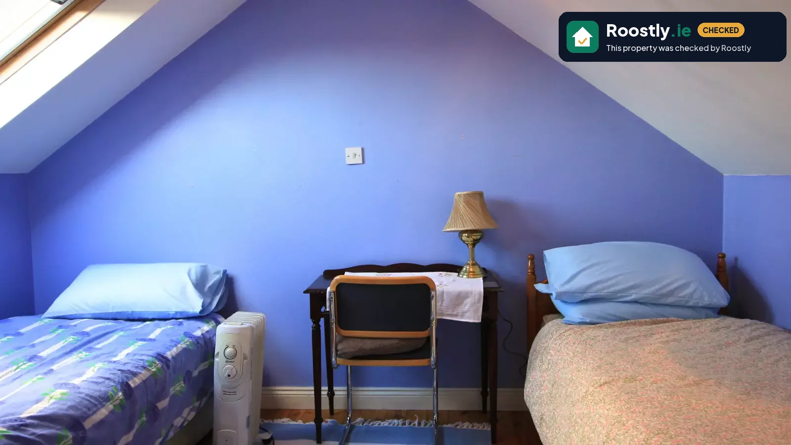 Bright room with standalone wardrobe in shared apartment, Terenure