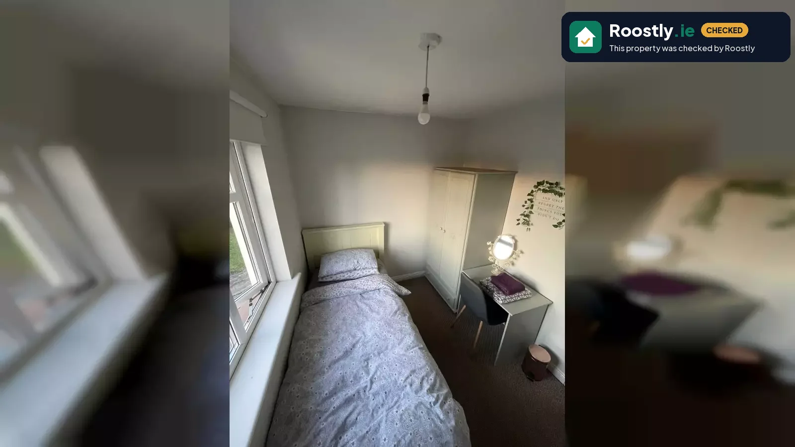 Light room with desk in shared apartment, Artane